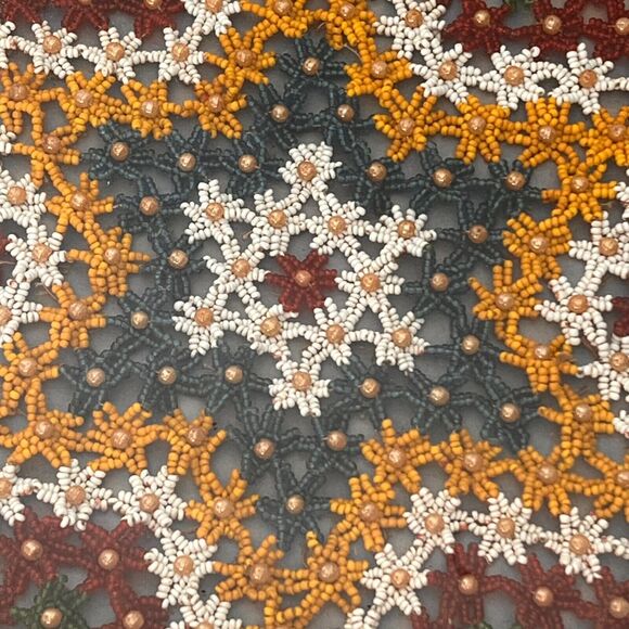 Vintage 20s Beading Under Glass Vanity Tray Framed Wall Decor Framed Flapper - Picture 3 of 10